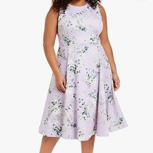 NEW Calvin Klein Womens Purple Sleeveless Knee Length Fit + Flare Dress Plus 14W